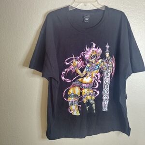 Rico Nasty Rapper X Nia Lovemore Art Gothic Girl 2023 Tour Black T-shirt Sz 2Xl